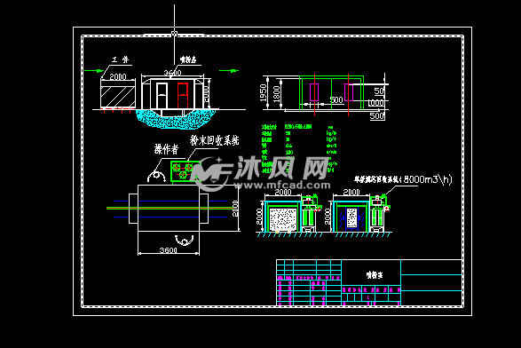 电池模架涂装设备喷粉室设计图的图纸预览图