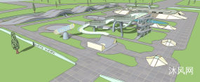 滑板溜冰场体育场主题公园体育馆设计三维模型