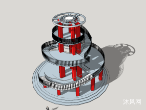 旋转楼梯塔楼建筑SU模型