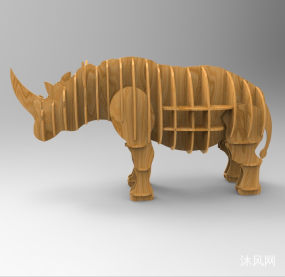 创意动物摆件犀牛书架分割CAD图纸文件
