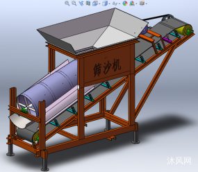 滚筒筛沙机、Solidworks2012筛沙机模型