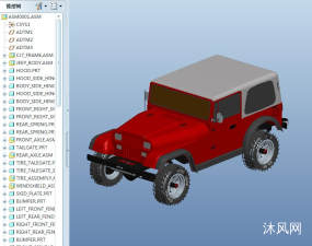 红色Jeep越野车