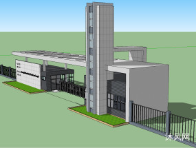江苏奥创科技厂区大门SU模型