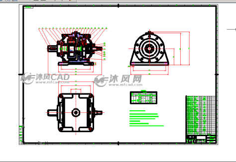 行星齿轮减速器CAD图的图纸预览图