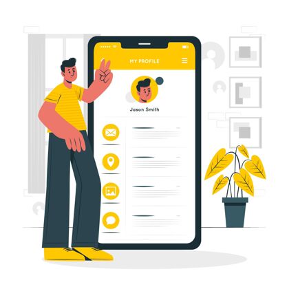 手机剖面界面概念图个人资料应用程序手机