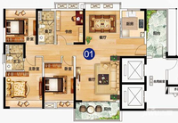 领域884室2厅2卫141㎡户型图