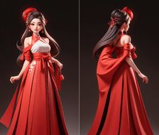 红衣女生-Q版3D红色组