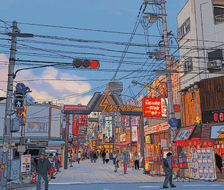 印象大阪-城市印象绘原创插画