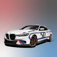 全新宝马 NEW BMW 3.0 CSL插画图片壁纸