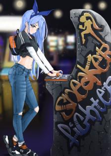 Girl at the arcade插画图片壁纸