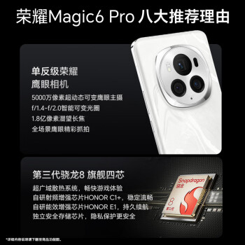 荣耀Magic6 Pro 荣耀鸿燕通信 单反级荣耀鹰眼相机 荣耀巨犀玻璃 16GB+1TB 祁连雪 5G AI手机