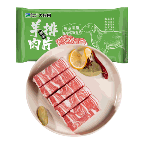 大庄园原切羊排肉片卷500g*3 涮肉火锅食材冷冻羊肉片肉卷 源头直发包邮