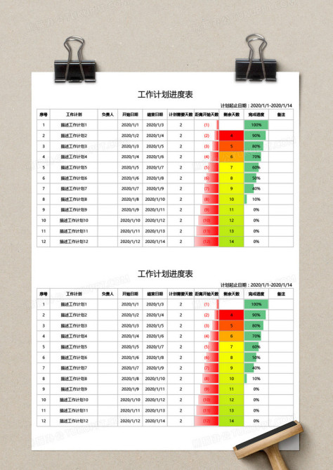 工作计划进度表1no.2