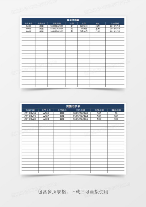 会员管理系统客户管理系统excel模板no.2