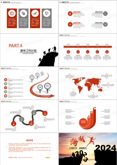 跨越2023奔跑2024年终工作总结新年计划PPT模板no.3