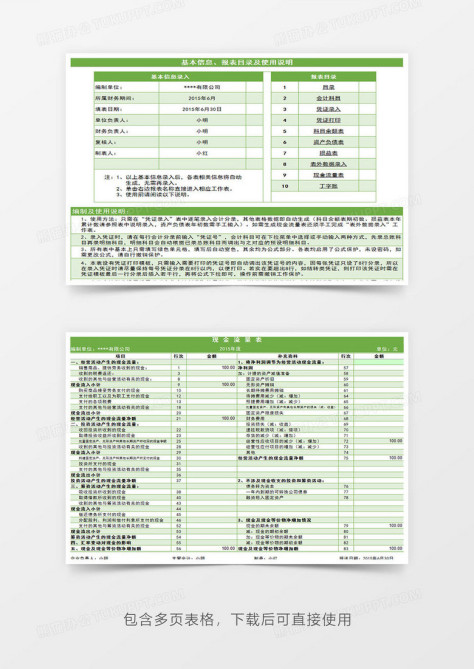 财务报表全套模板Excel模板no.2