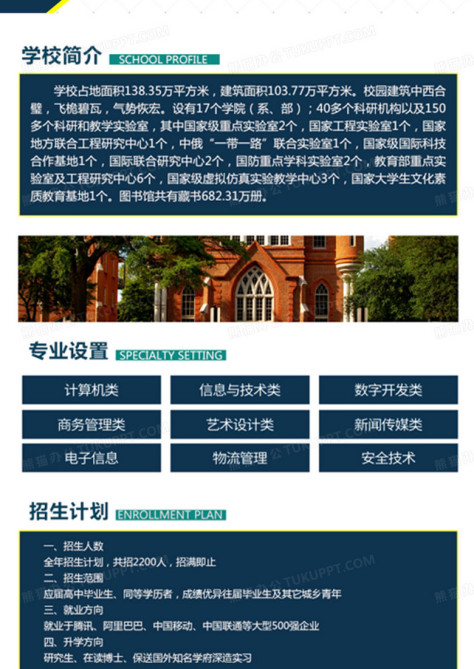 绿色招生简章大学2023学校简介宣传单no.3