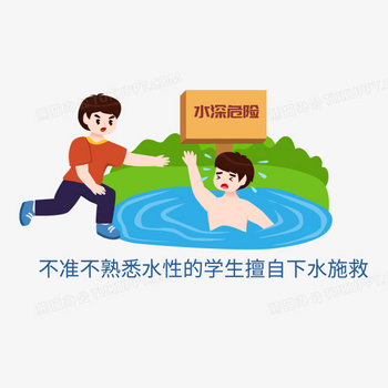 一组卡通矢量防溺水六不准合集二元素