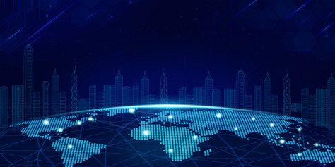 互联网科技蓝色科技城市世界地图背景