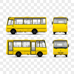 公交车  黄色车 交通工具 矢量图