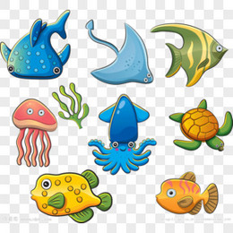 卡通Q版海底水动物