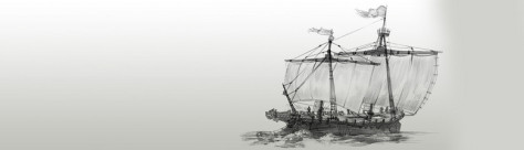 手绘海盗船 banner创意设计
