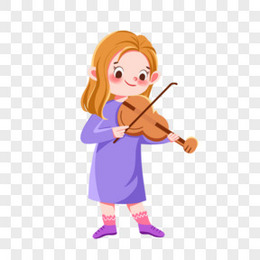 q版卡通小提琴音乐家女性人物免抠元素