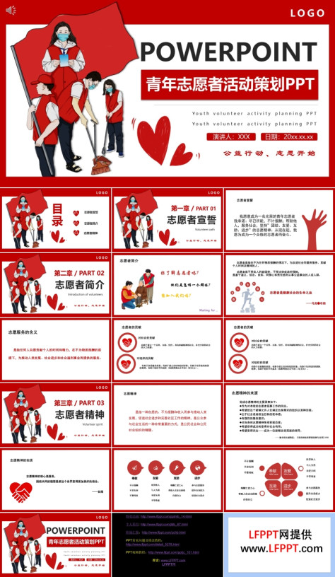 青年志愿者工作总结汇报PPT