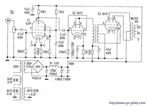 制作6N7P乙类功率放大电路