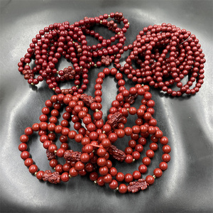 四海玉器 红色朱砂圆珠手链 朱砂貔貅手串 女款饰品小珠子手串