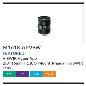 M1618-APVSW康标达500万图像传感器16mm镜头