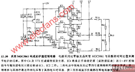 采用MOC3061构成的炉温控制电路