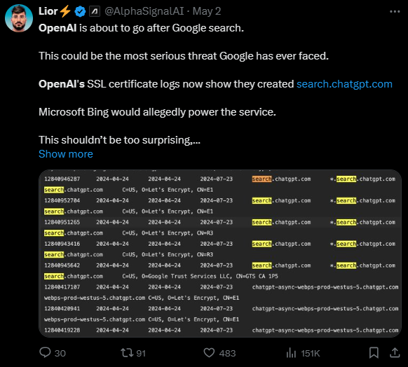 新火种AI|挑战谷歌，OpenAI要推出搜索引擎？