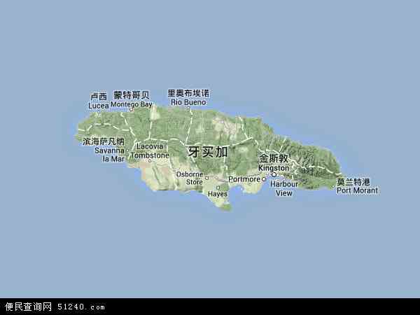 牙买加地形图 - 牙买加地形图高清版 - 2024年牙买加地形图