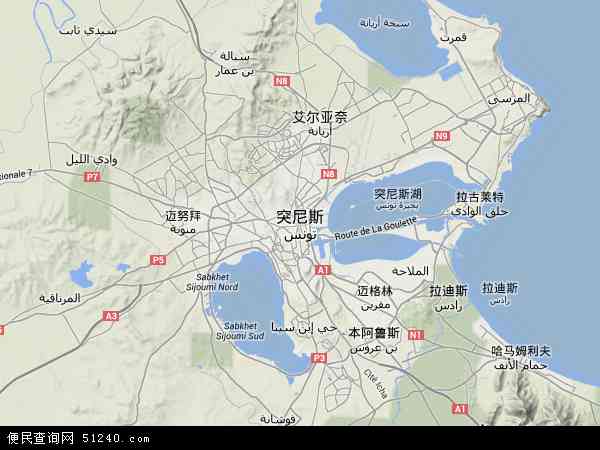 突尼斯地形图 - 突尼斯地形图高清版 - 2024年突尼斯地形图