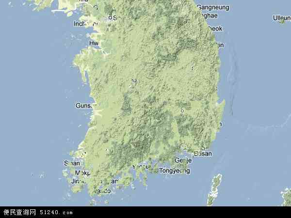 韩国地形图 - 韩国地形图高清版 - 2024年韩国地形图