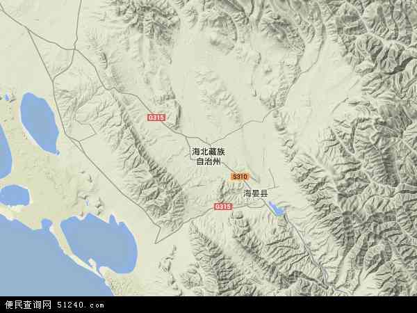 海北藏族自治州地形图 - 海北藏族自治州地形图高清版 - 2024年海北藏族自治州地形图