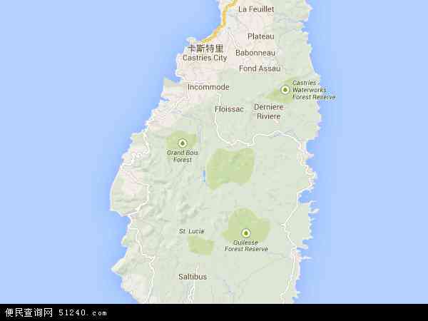 圣卢西亚地图 - 圣卢西亚电子地图 - 圣卢西亚高清地图 - 2024年圣卢西亚地图