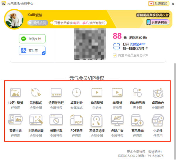 元气桌面会员充值方式有哪些_元气桌面VIP会员付款方式介绍