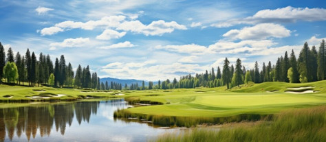 golf club scenery fusion between sport and nature. Creative banner. Copyspace image