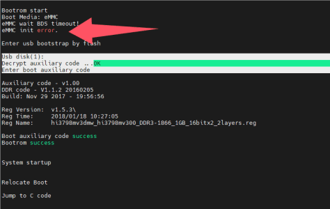 eMMC init error.