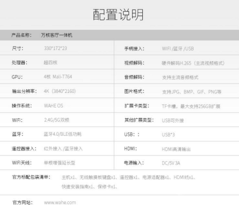 一张图快速浏览万核客厅一体机的配置
