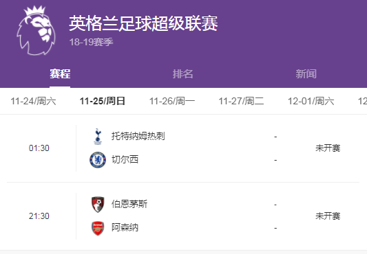 五大联赛竞猜第十一轮：热刺VS切尔西、伯恩茅斯VS阿森纳！
