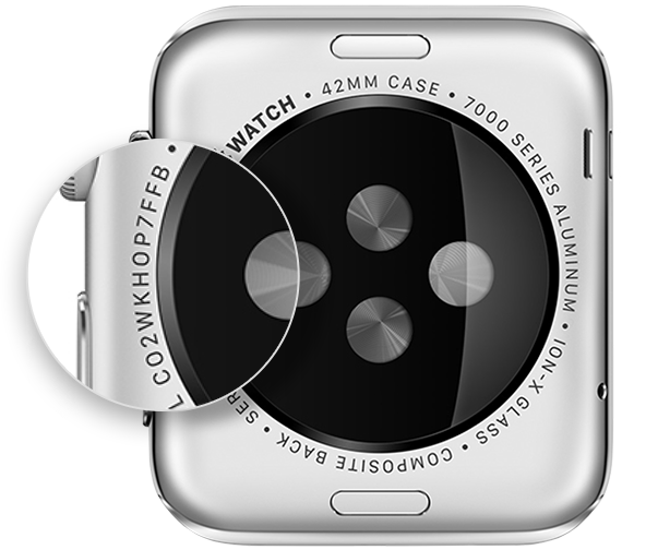 Apple Watch 背面的序列号。