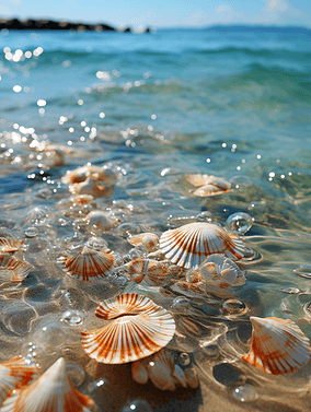 美丽风景摄影墙纸背景近景海滩海洋生物贝壳