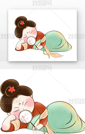 躺着休息小人传统文化唐朝女人