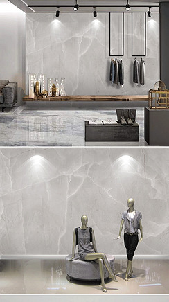 现代简约轻奢高级灰色石材卖场服装店企业背景墙