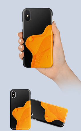 2020年橙黄色渐变S形曲线唯美创意手机壳图案