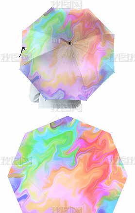 时尚简约风彩虹肌理雨伞图案设计