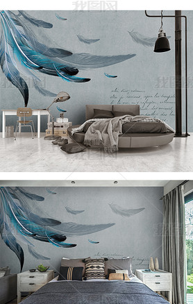 欧美风抽象羽毛背景墙
